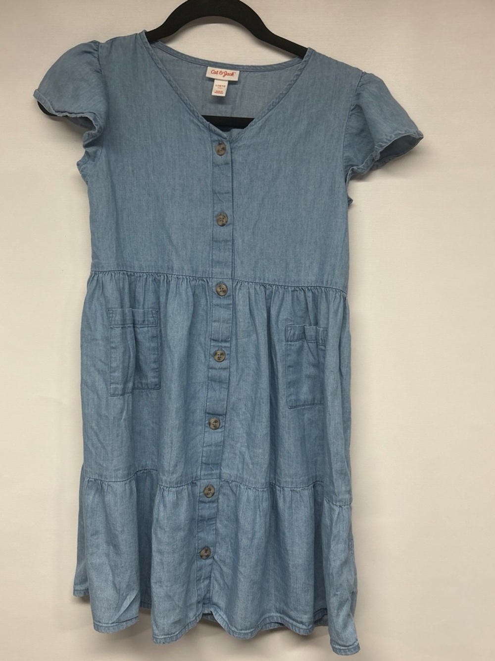 Cat & Jack Light Blue Button-Front Chambray Girls Dress